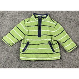 Janie Jack Boys 6-12  Green Blue Striped Coat Zip VTG Bike Sweater Stripe Baby